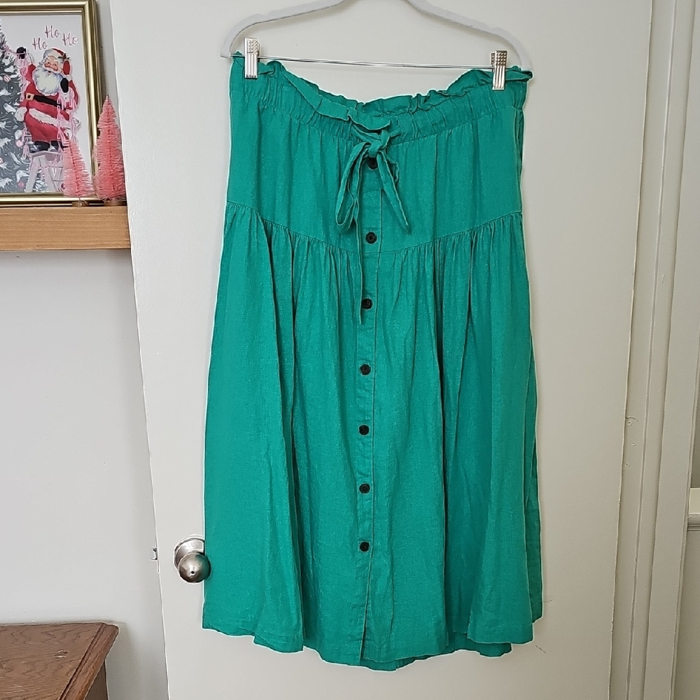 Universal Thread Teal A-Line Skirt with Buttons